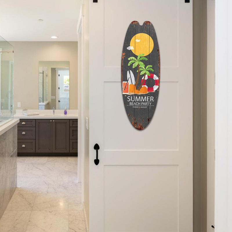 Letrero colgante de madera para tabla de surf, decoración de verano para exteriores, decoración de pared temática de verano, letreros de playa para el hogar, cafetería, Bar
