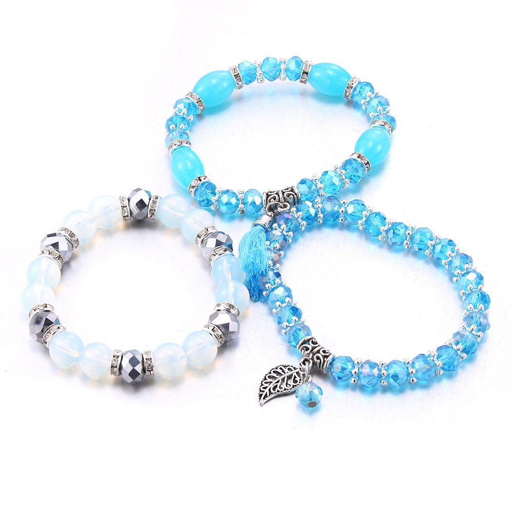Bohemian Trend Women's Beaded Bracelet 3Pcs Mixed Color Resin Bracelet For Men's Luxury Jewelry Party Birthday
