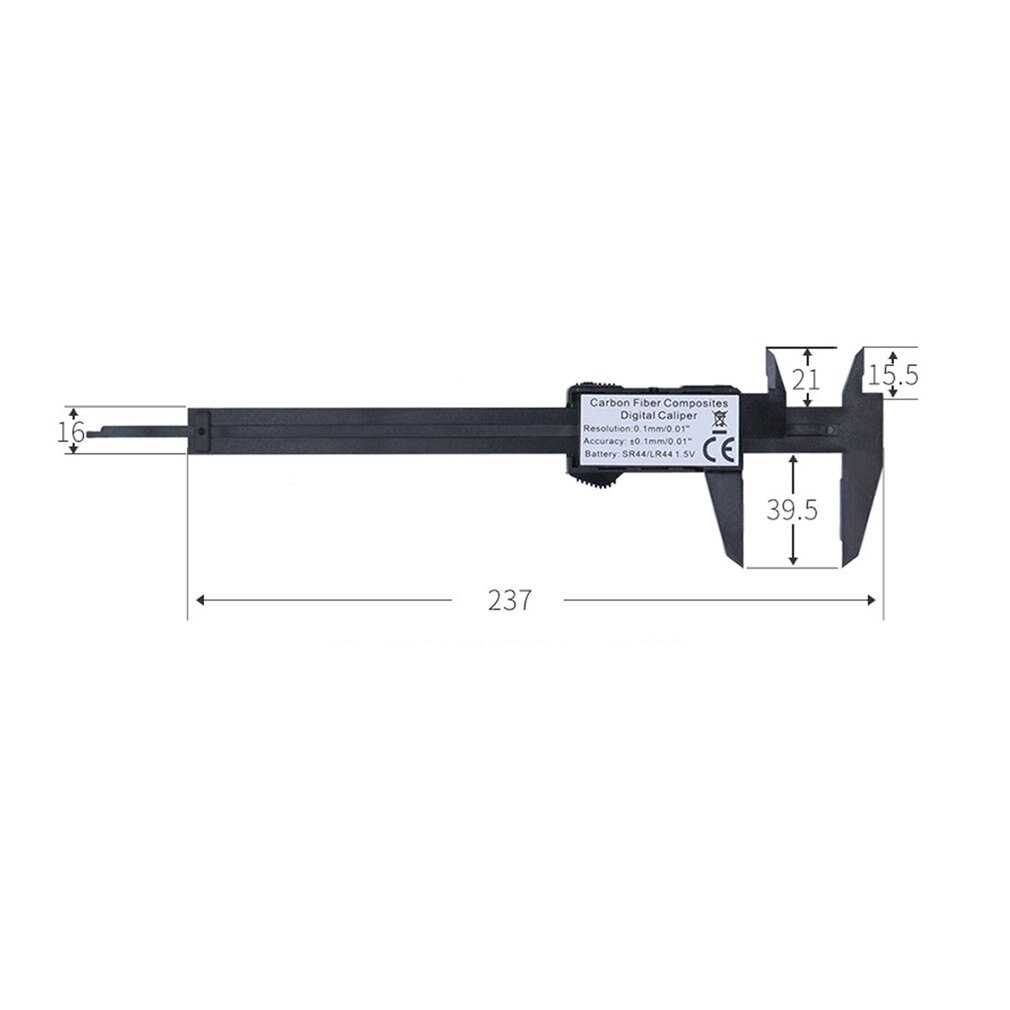 Caliper Ruler Carbon Fiber Composites LCD Digital Caliper 0-150mm Gauge Micrometer Measuring Toolwith Inch to MM Conversion