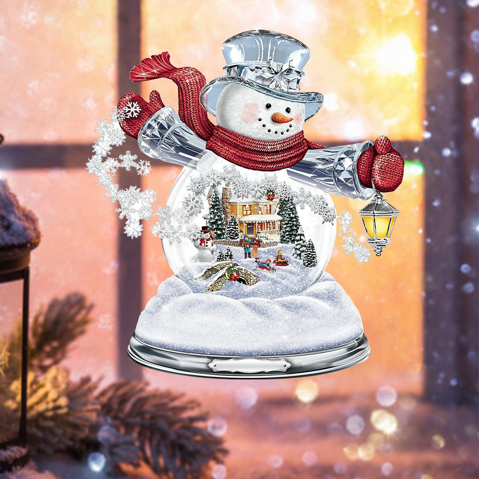 Christmas Village Wreath Decorations Paste Window Paste Stickers Party Year Window Decoration Новогодние Украшения: G