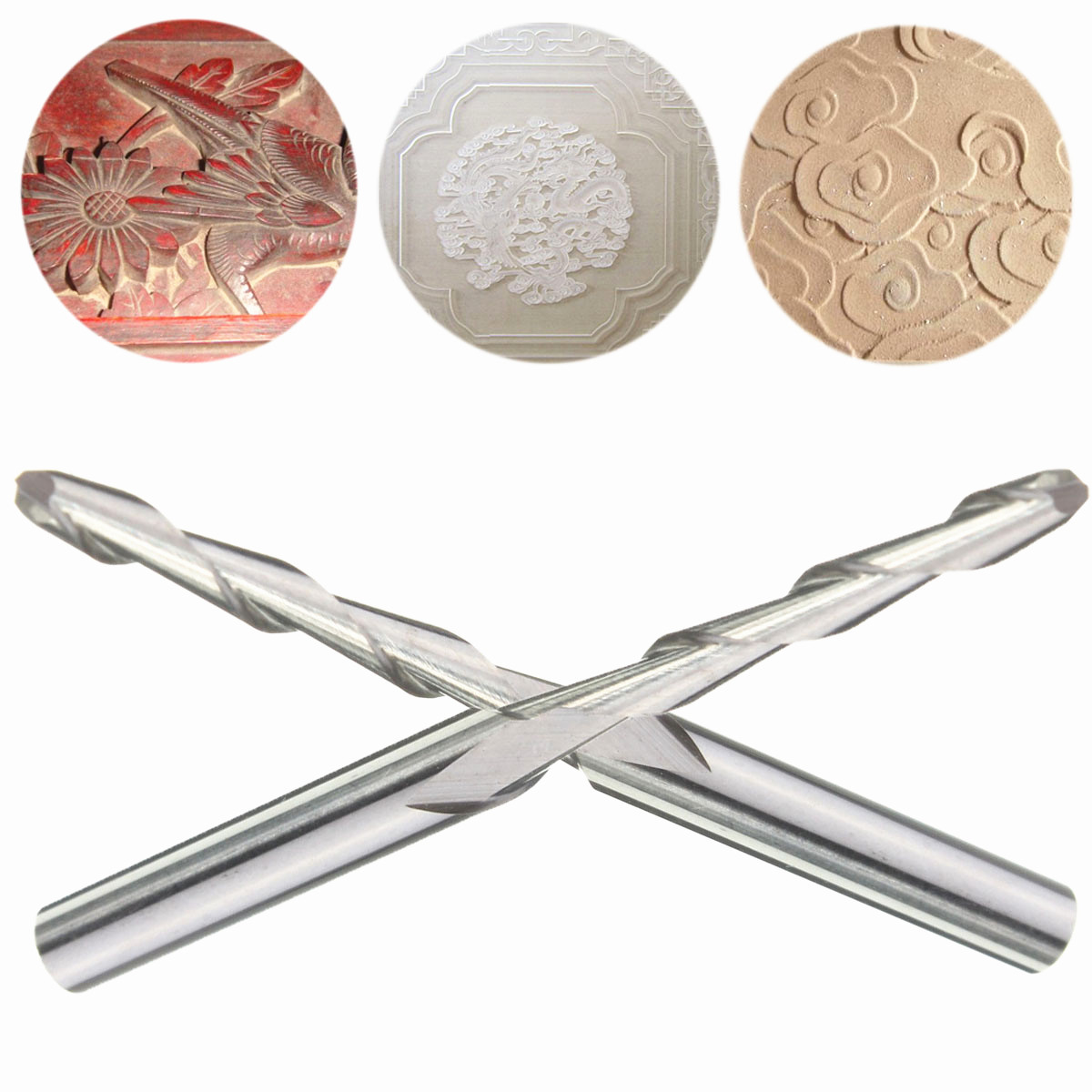 1PC Double Flutes CNC Router Bits Solid Carbide Milling Cutter 2mm Dia Spiral 2 Flutes Ball Nose End Mill CNC Engraving Bit