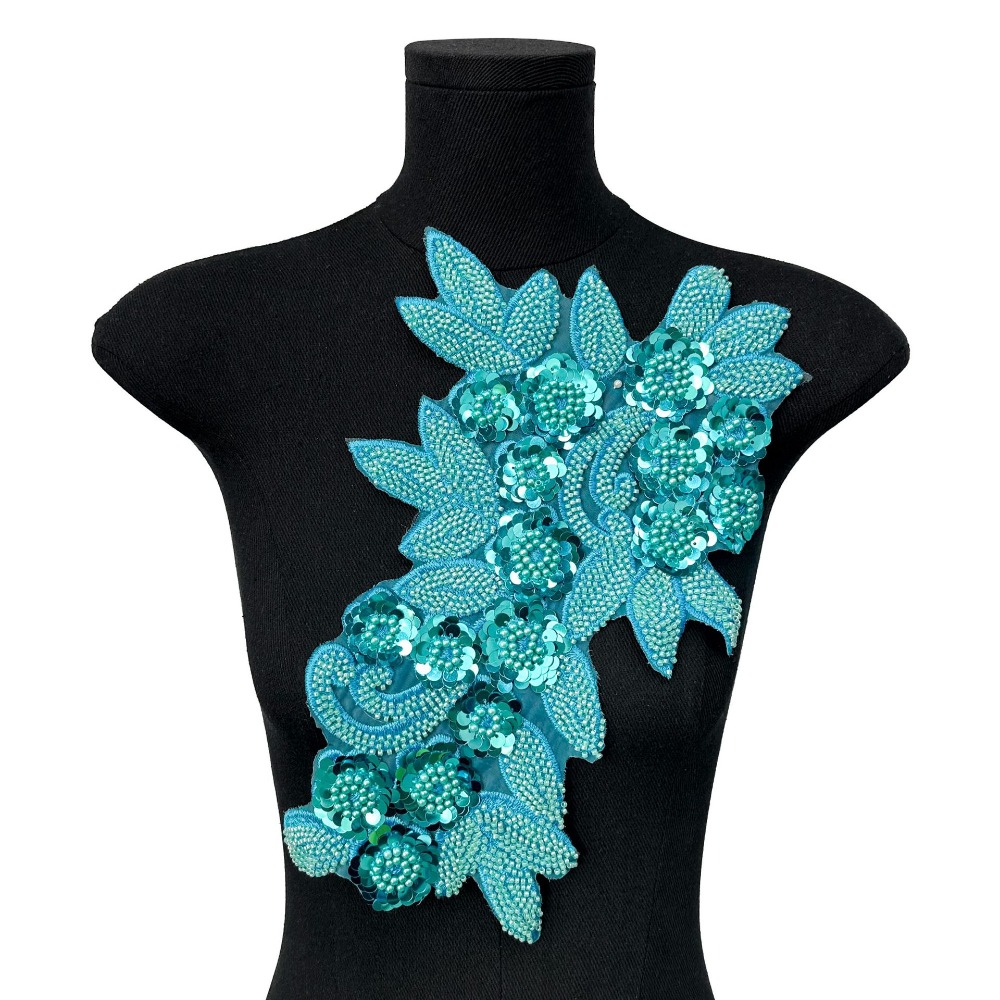 Parches bordados de flores con lentejuelas, flores tridimensionales, apliques exquisitos para ropa, parches elegantes desmontables para ropa DIY: Latón