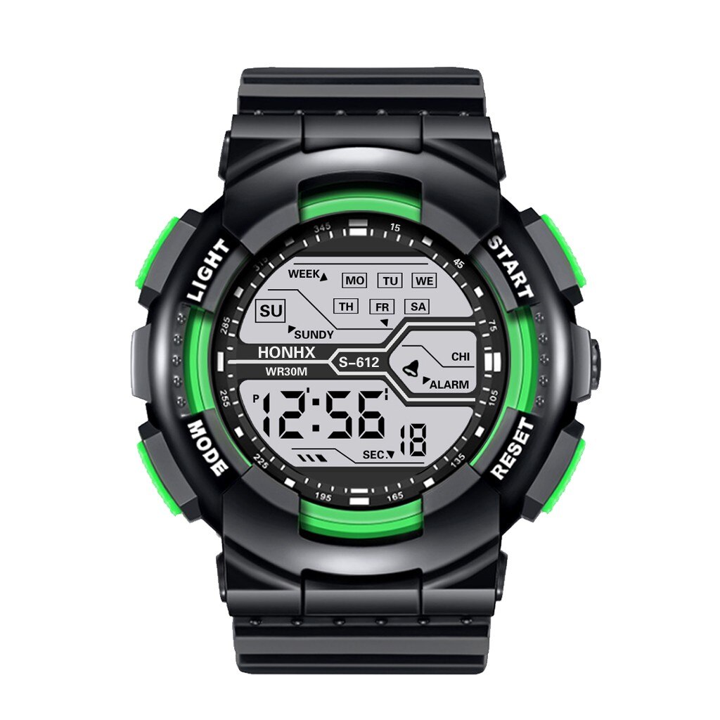 Reloj Honhx LED Digital de lujo para hombre, reloj de pulsera con fecha de deporte para hombre, relojes electrónicos para exterior, reloj de pulsera LED deportivo informal: green