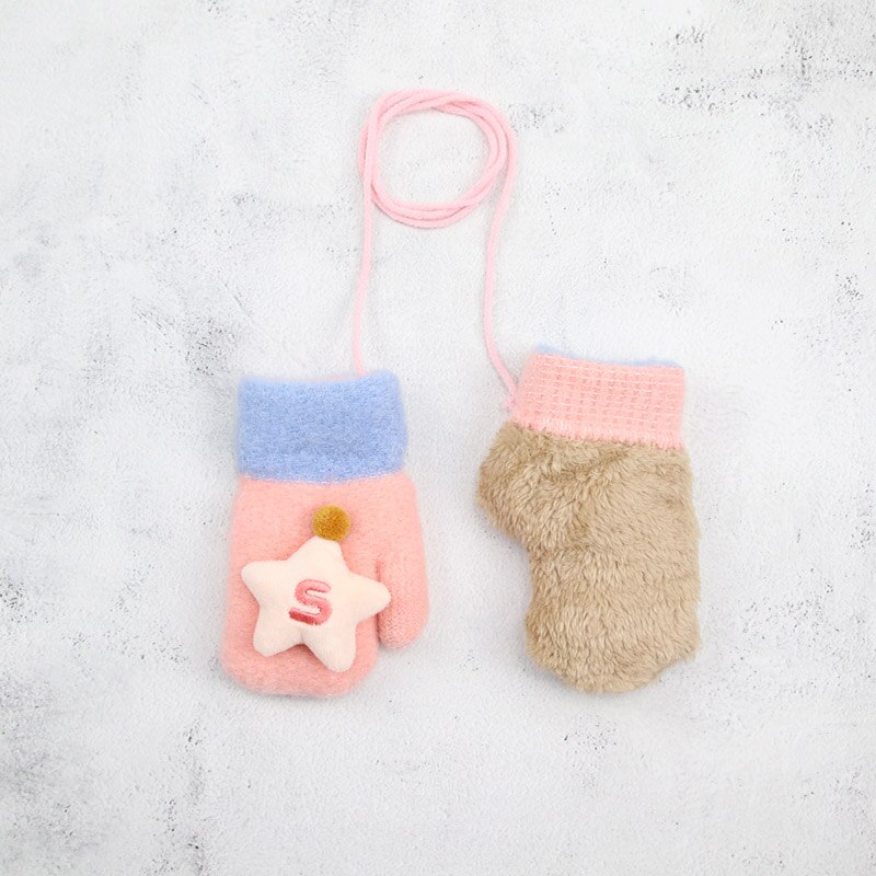 2-6 jaar Kinderen Baby Handschoenen En Wanten Meisje Jongen Winter Warm Gebreide Wollen Wanten Kid Meisje Fluwelen Dikke winter Handschoenen Voor Jongen