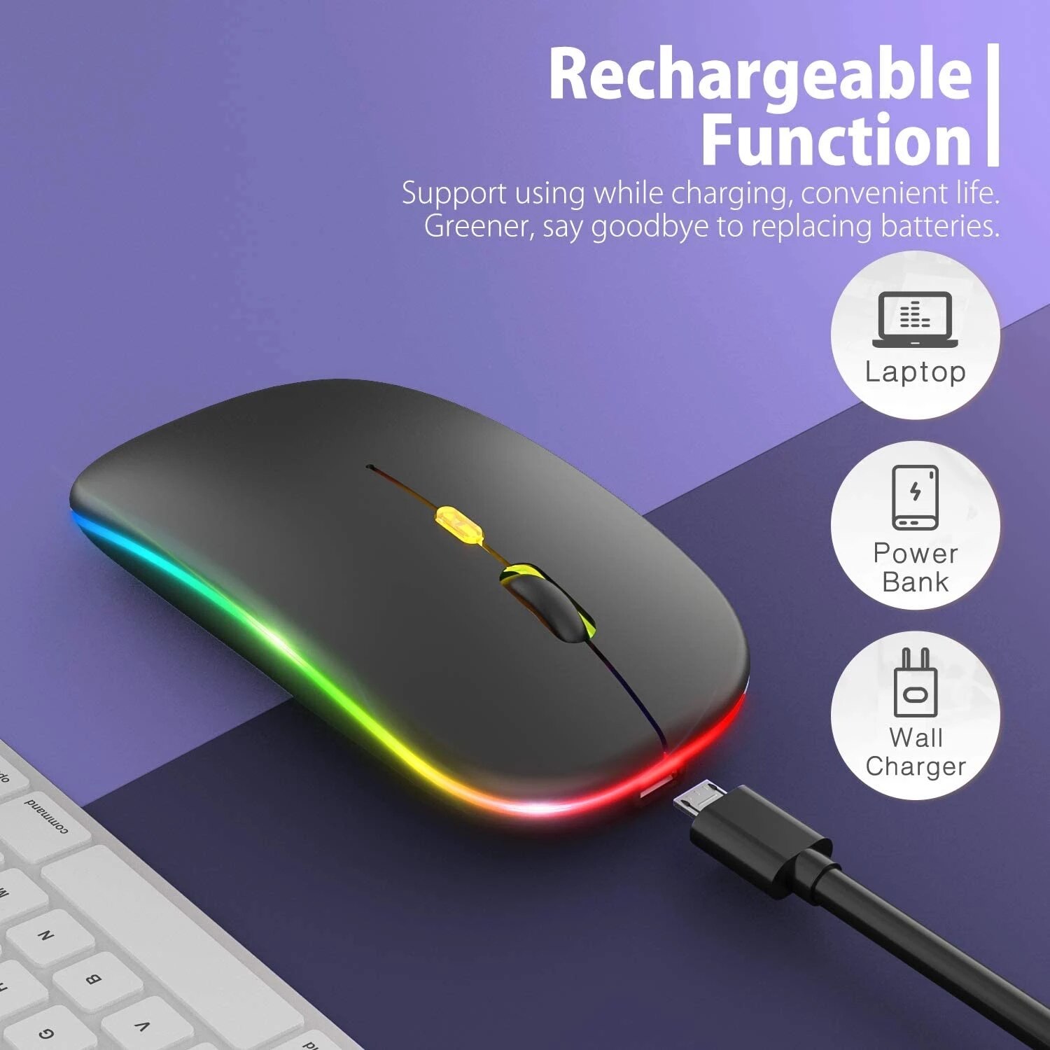 Bluetooth dual-mode wireless mouse charging mouse wireless computer mute LED backlit game office mouse laptop accessories