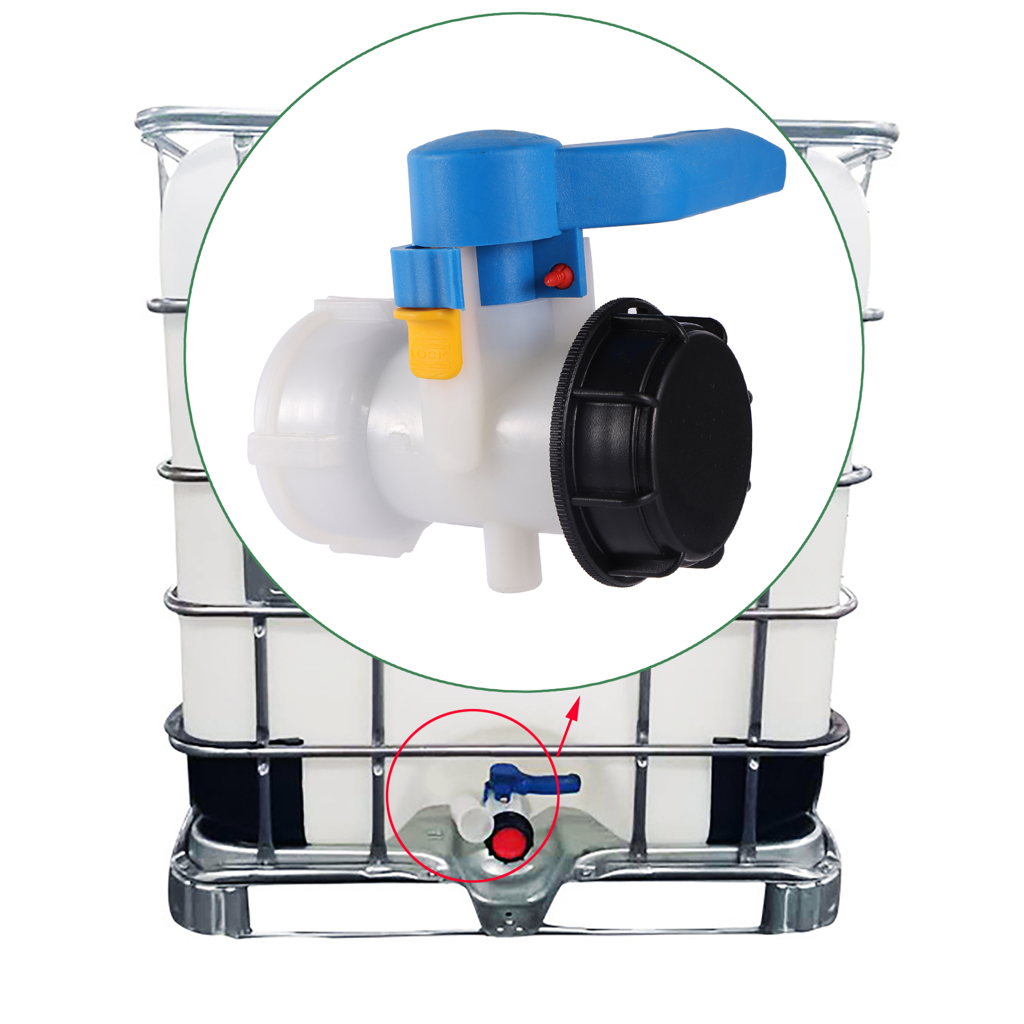 Plastic DN40/DN50/DN80 Actieve/Geïntegreerde Tuin Vlinderklep Voor Ibc Watertank Container 1000L Schakelaar Ibc tank Adapter