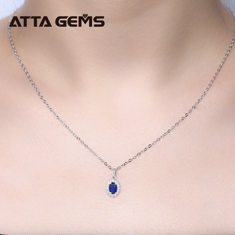 Blue Sapphire Sterling Silver Pendants Created Sapphire Women's Pendant S925 Classic Style Pendant for Women Jewelry