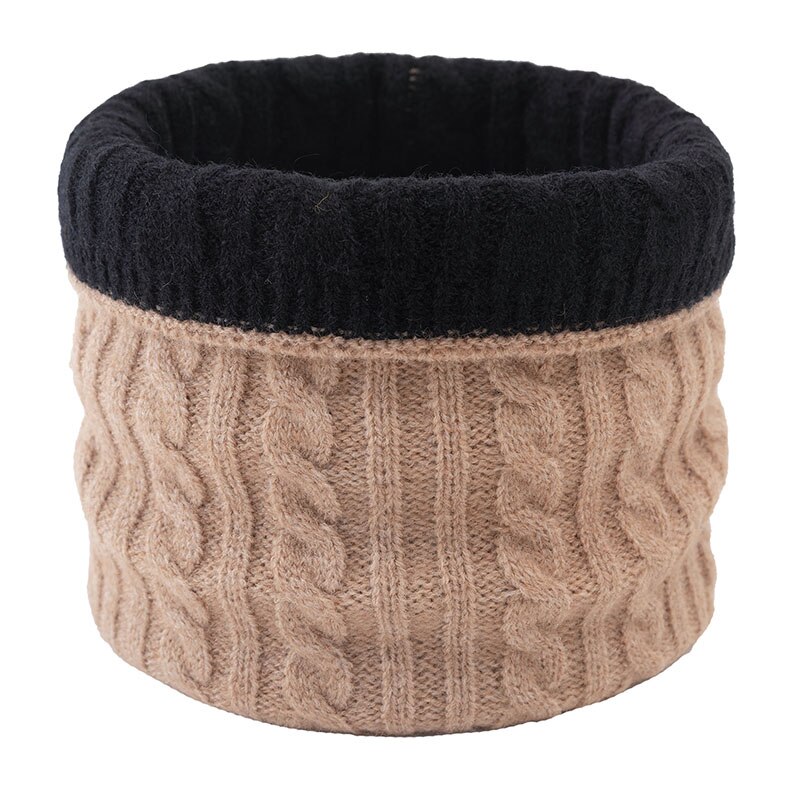 Unisex Winter Scarf Women Solid Color Warmer Ring Scarves Men Casual Outdoor Cycling Warm Neck Collars Scarf: Khaki 1