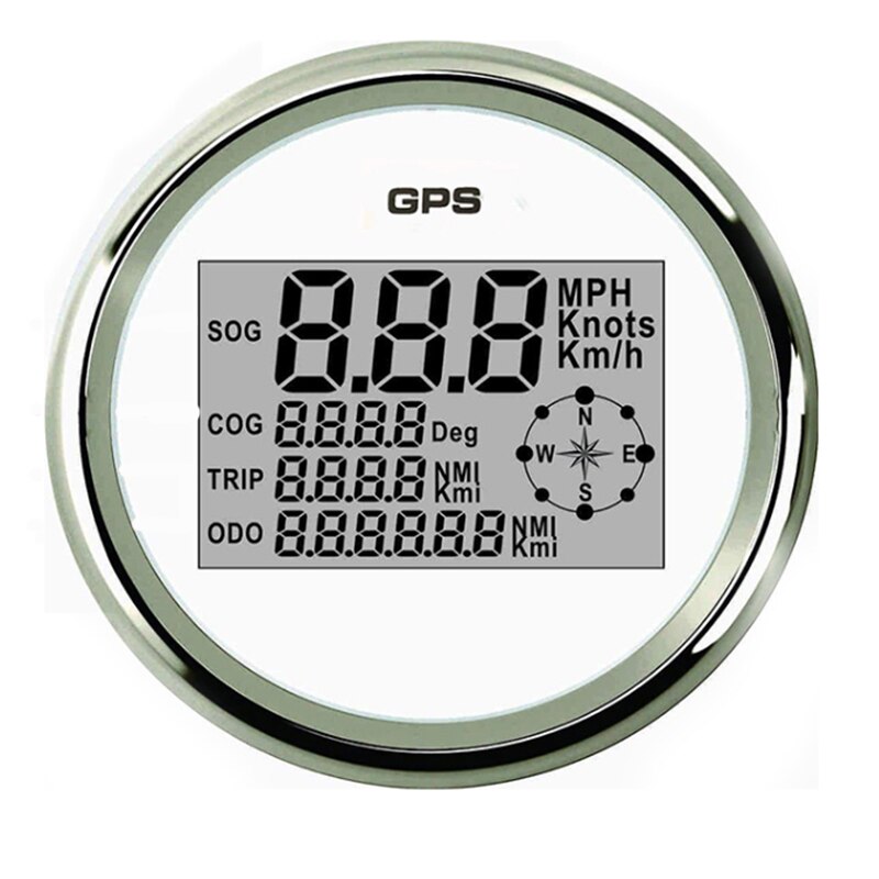 ELING 52 mm GPS-snelheidsmeter, 0-30 km/u, snelheidsmeter, kilometerteller met 7 kleuren achtergrondverlichting, voor vorkheftrucks en boten (zwart roestvrij staal, 0-30 km/h