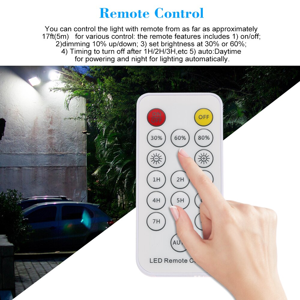 Solar Lights with Remote Control 25 LED Wireless Waterproof Outdoor Flood Lights 5V 5W Solar Panel for Garden Pathway Driveway