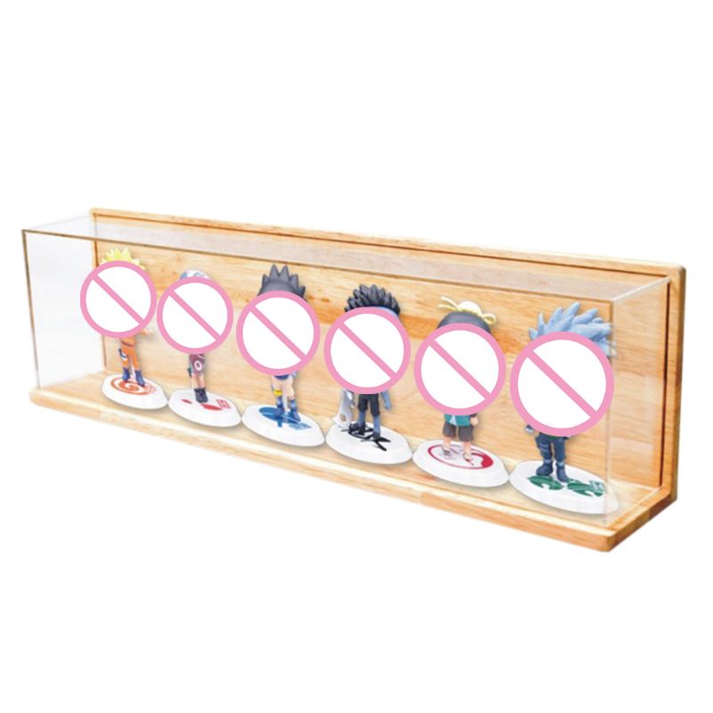 Clear Acrylic Showcase with Wood Back Base Action Figures Model Toy Display Case