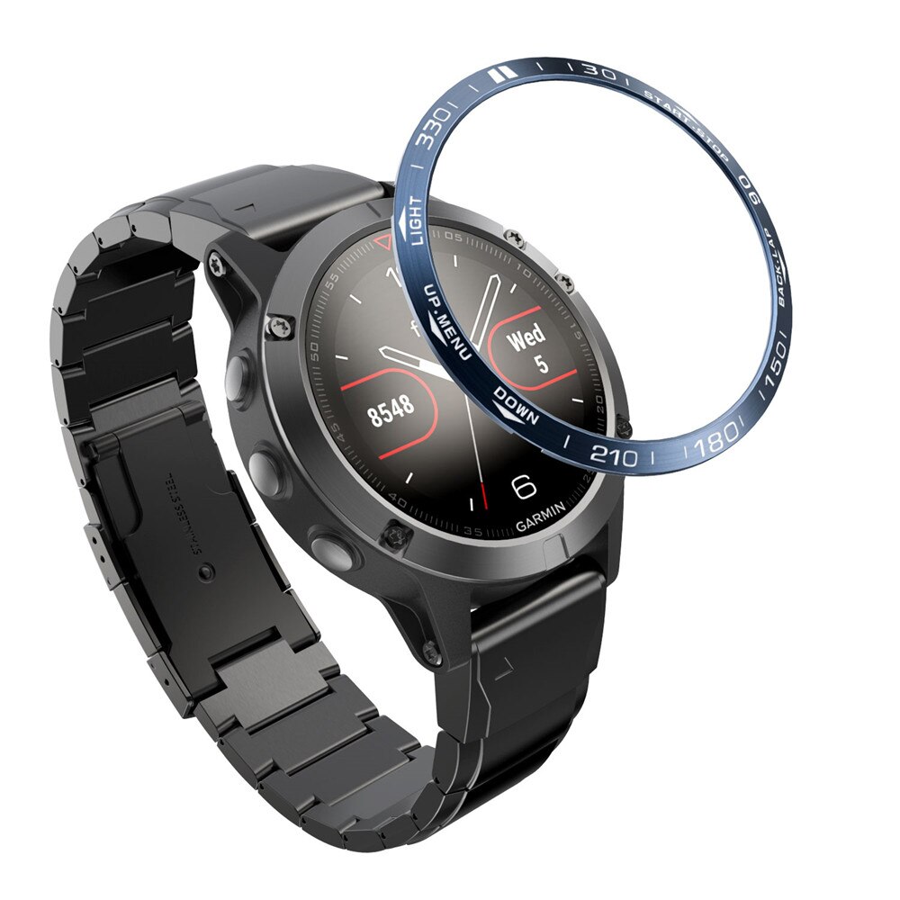 Anillo de bisel accesorios apto para Garmin Fenix 5 Garmin Fenix 5 reloj de pulsera cubierta adhesiva del Metal Anti arañazos Protector engaste de anillo: Blue white