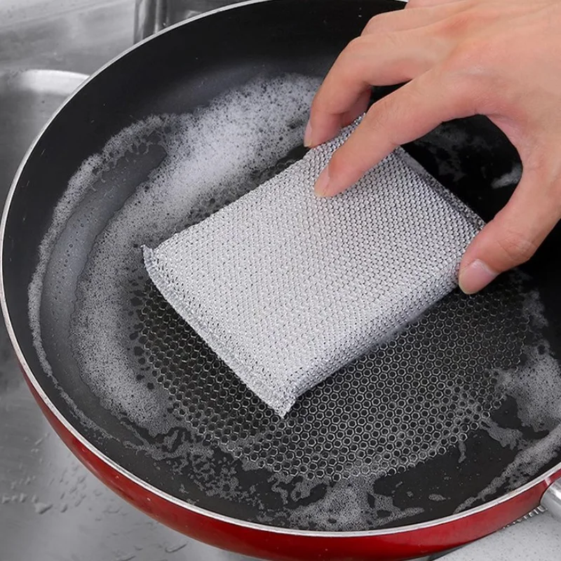 4 Uds., esponja para lavar platos de cocina, no daña el artefacto de olla con cepillo, toallita de esponja de limpieza sin arañazos para el hogar