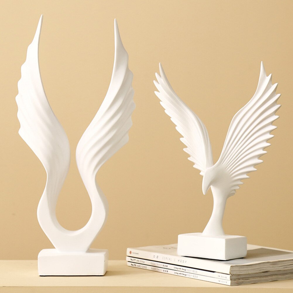 Resin Decorative Statues Simulated Abstract Open Wing Bird Statue Home Statues Animal Sculpture Wall Art Decoration Home Decor