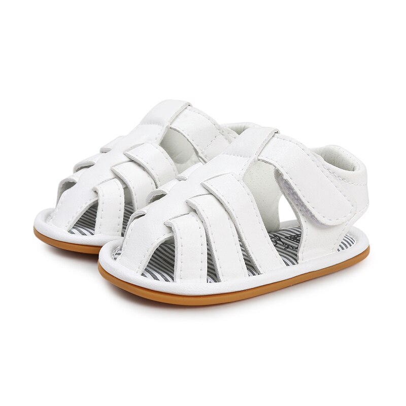 Beckior Baby-sandalen für mädchen und jungen, flach, weich, rutschfest, aus gummi, Ideal als lauflernschuhe oder krabbelschuhe für babys und kleinkinder ab 0-18 monaten.: Weiß / 7-12 monate