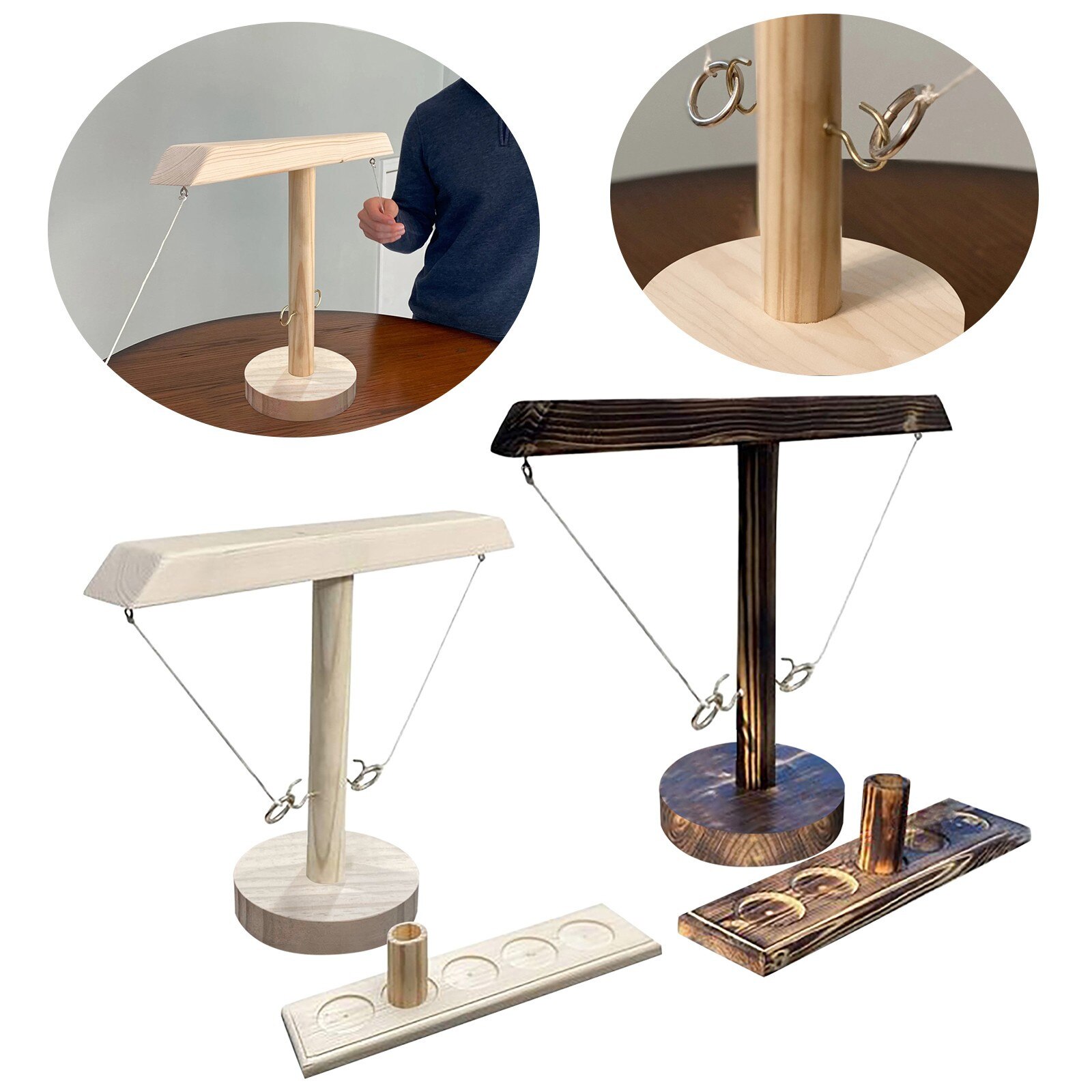 Party toys Leisure Industrial Style Bar Drink Shop Handmade Wooden Ring Toss Hooks Fast-paced Interactive Game For Bars Home