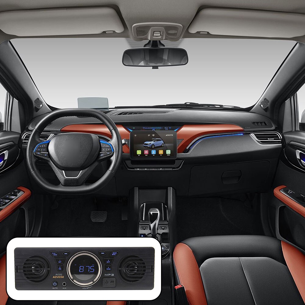 12V Car FM USB SD AUX IN Audio Stereo AV252 Radio Built-in 2 Speakers Bluetooth Handfree in Dash MP3 Player
