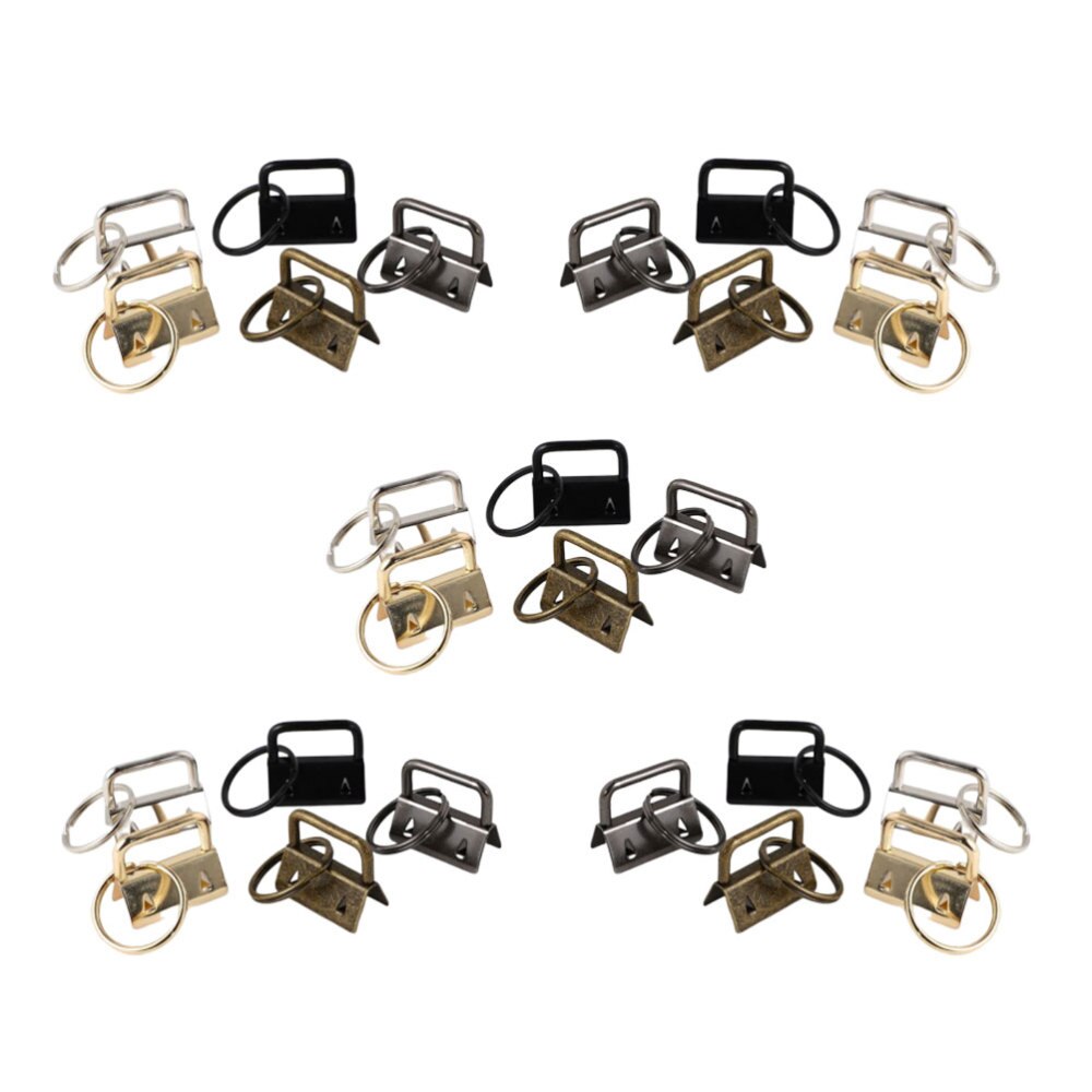 50Pcs Diy Stof Sleutelhanger Fob Polsbandje Met Key Ring Voor Lanyard Bagage Riem Accessoires (Gemengde Kleur)