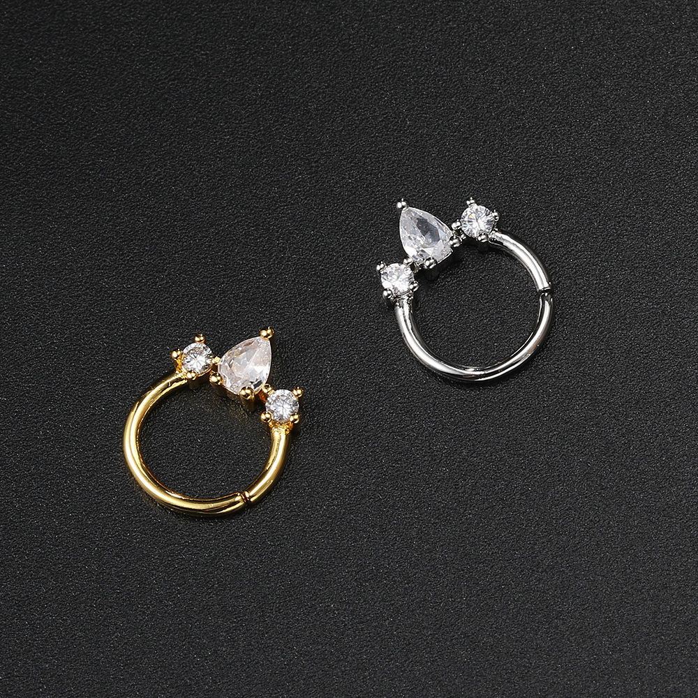 Daith-pendientes de aro para Piercing en la oreja para mujer, aretes minimalistas con hélice perforada de circonita, Color dorado, cartílago, anillo Simple para la nariz, joyería para el cuerpo