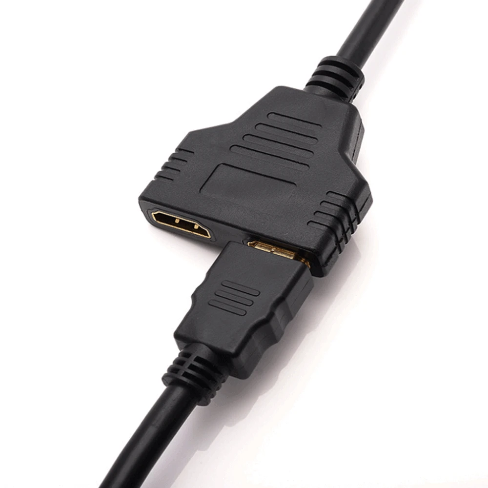 Eén mannelijk naar twee vrouwelijk poortadapterconverter HDMI-compatibele kabelsplitter HDTV 2-poorts HDMI-compatibele schakelaar