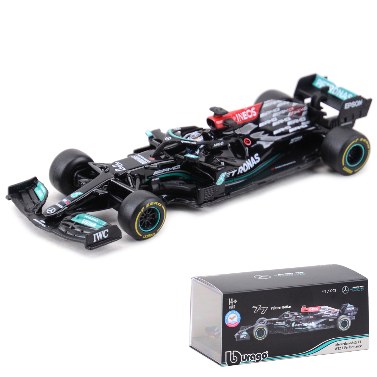 Bburago 1:43 RB15 RB16B #33 F1 Formula Car Static Die Cast Vehicles Collectible Model Racing Car Toys: 2021 W12 77