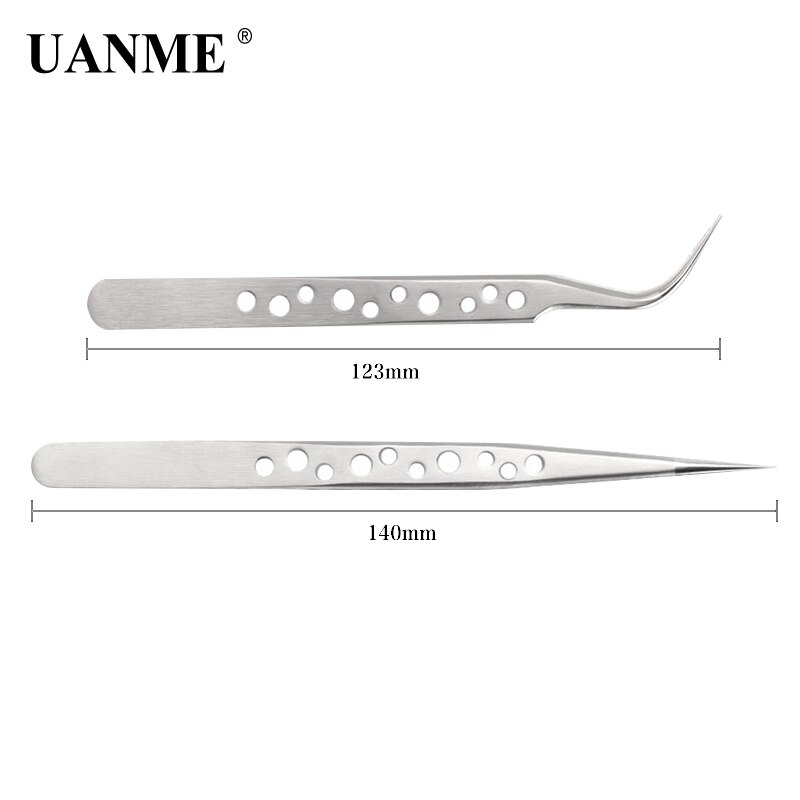 UANME-Pinzas curvas y rectas de precisión recta, de acero inoxidable, antimagnéticas, electrónicas, para herramienta de reparación de teléfonos móviles