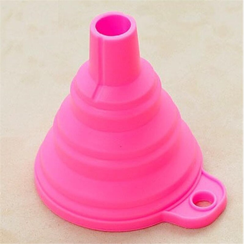 Mini Silicone Inklapbare Trechter Keuken Accessoires Vouwen Draagbare Trechters Worden Opgehangen Huishoudelijke Vloeibare Doseren Keuken Gereedschap: Pink