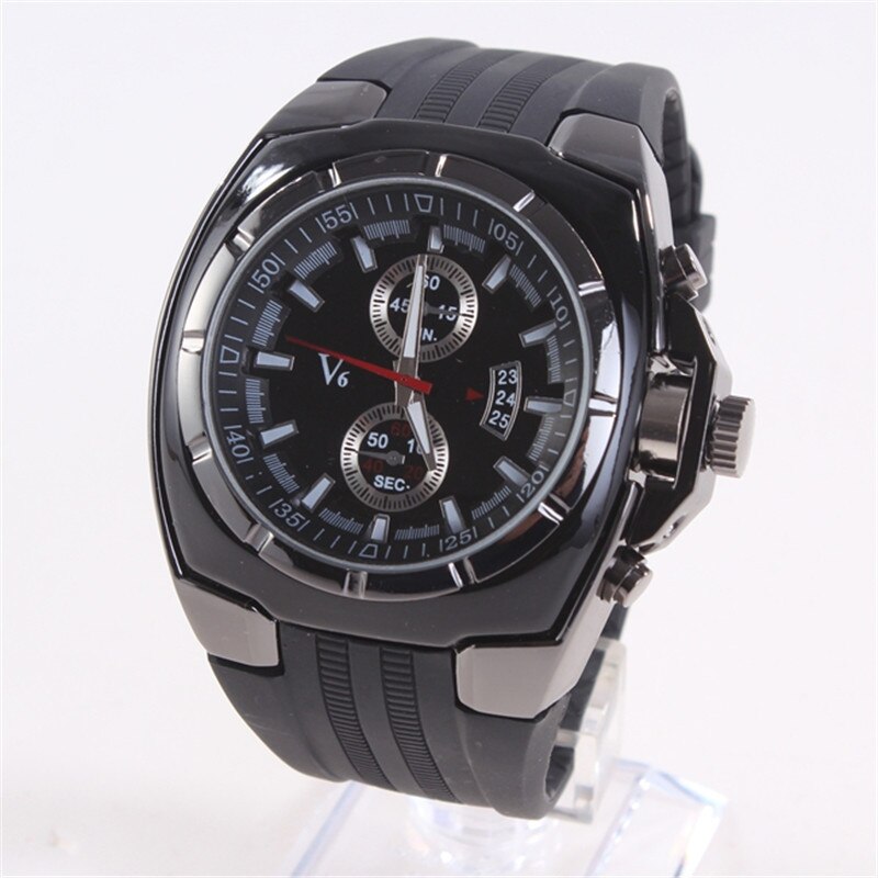 Heren Chronograaf Analoge Quartz Horloge Lichtgevende Handen, Waterdichte Siliconen Rubber Strap Wristswatch Voor Man