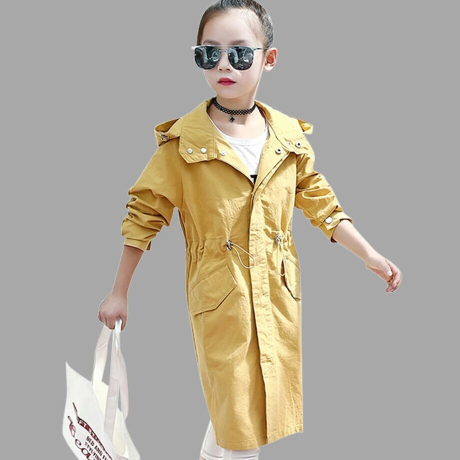 Tiener Trenchcoat Voor Meisjes Kleding Herfst Kids Hooded Lange Jas Windjack Kinderen Kleding meisje Outerwear5 6 8 10 12 jaar