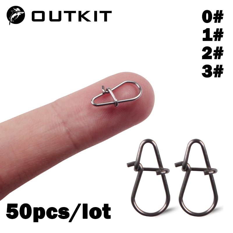 Outkit pinos conector para isca giratório, 50 peças de aço inoxidável conector clipe de rolamento giratório equipamento de pesca no mar