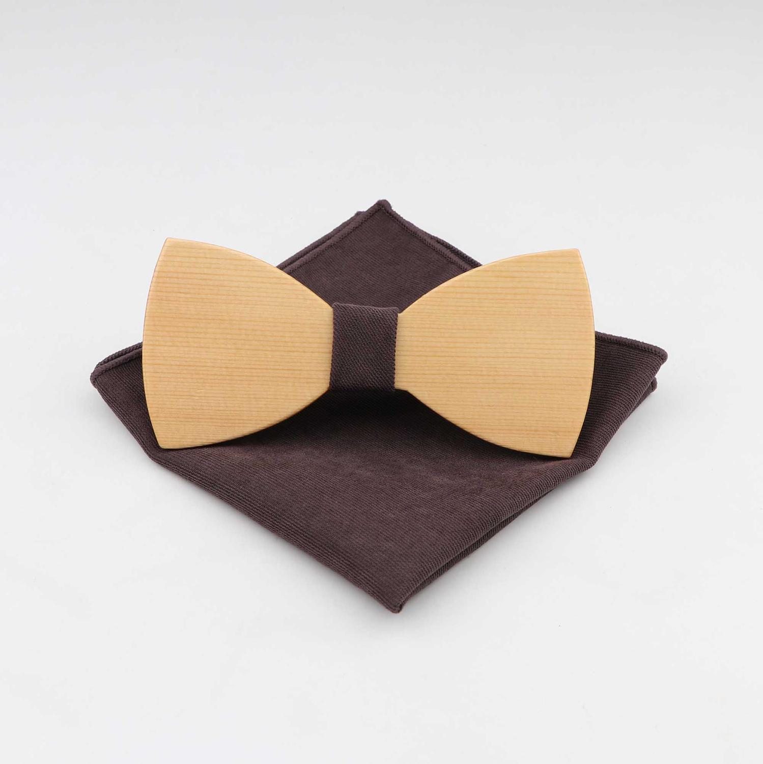 Handgemachte 100% Holz Bogen Krawatten Tasche Platz Set Für Männer Hochzeit Feste Farbe Ganze Holz Butter: 14