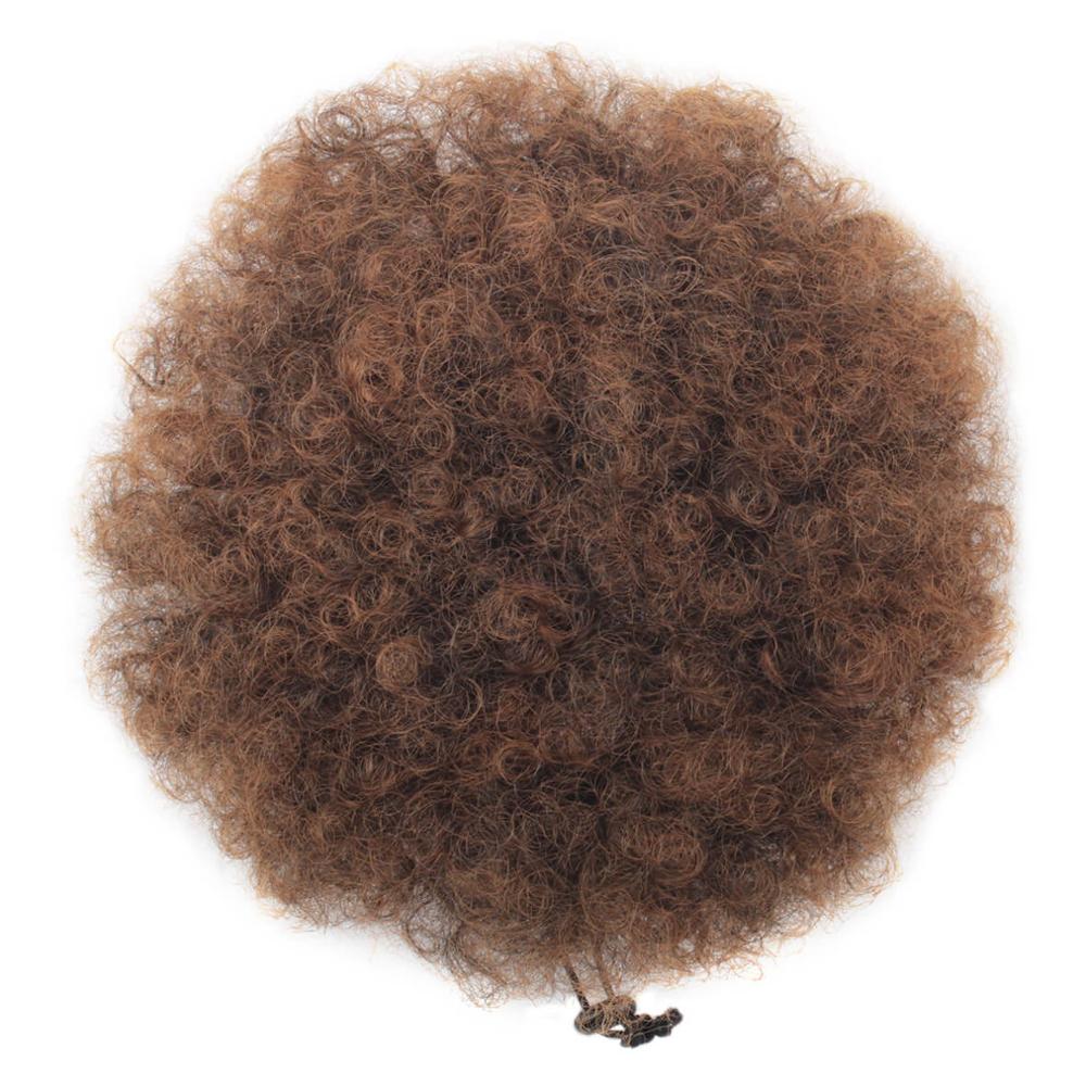 Leven syntetisk høj fluffy sort hestehale hårnåle snoretræk kort fiber krøllet hår hestehale til sorte kvinder: T30