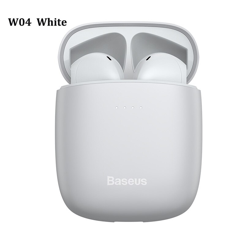 Baseus W04 W09 TWS Bluetooth Earphone 5.0 Headphone Mini Earbuds With Charging Box Stereo Sports True Wireless Headset For Phone: W04 White