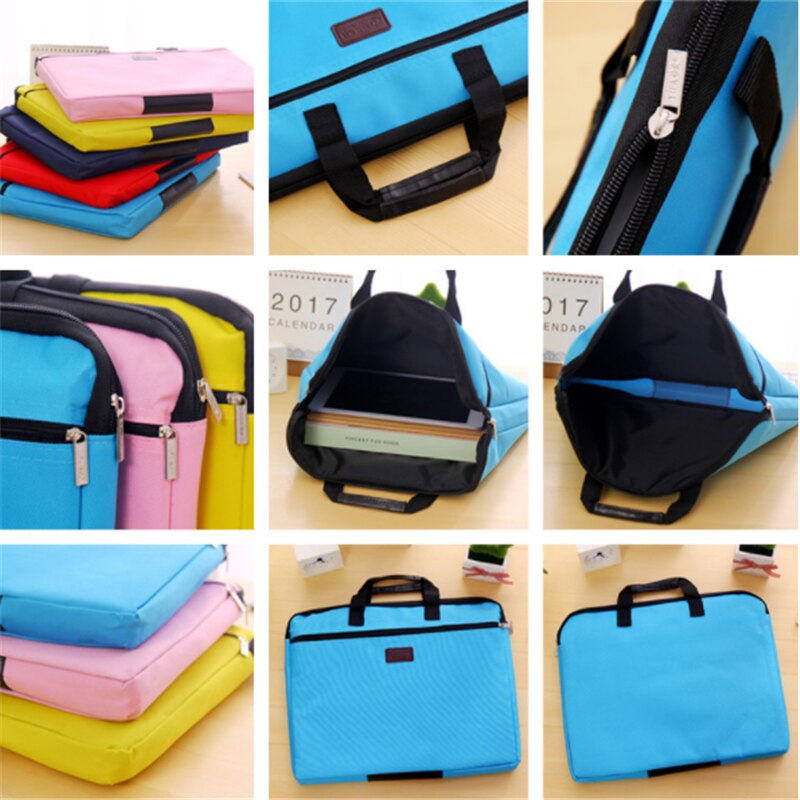Bolsa de documentos portátil para hombre y mujer, bolso de lona A4 de oficina con cremallera de gran capacidad, bolso de información multicapa, maletín para reuniones