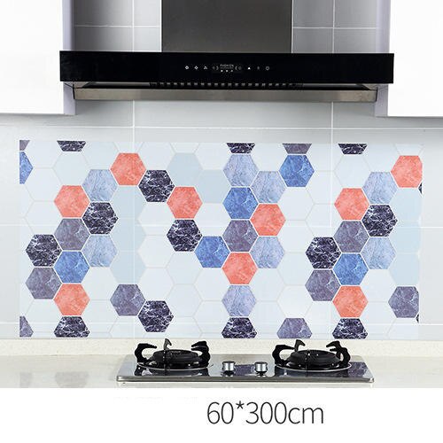 Anti-olie væg klistermærker høj temperatur køkken selvklæbende væg papir vandtæt badeværelse fliser væg plakat 60*85cm 60*300cm: Rød 2
