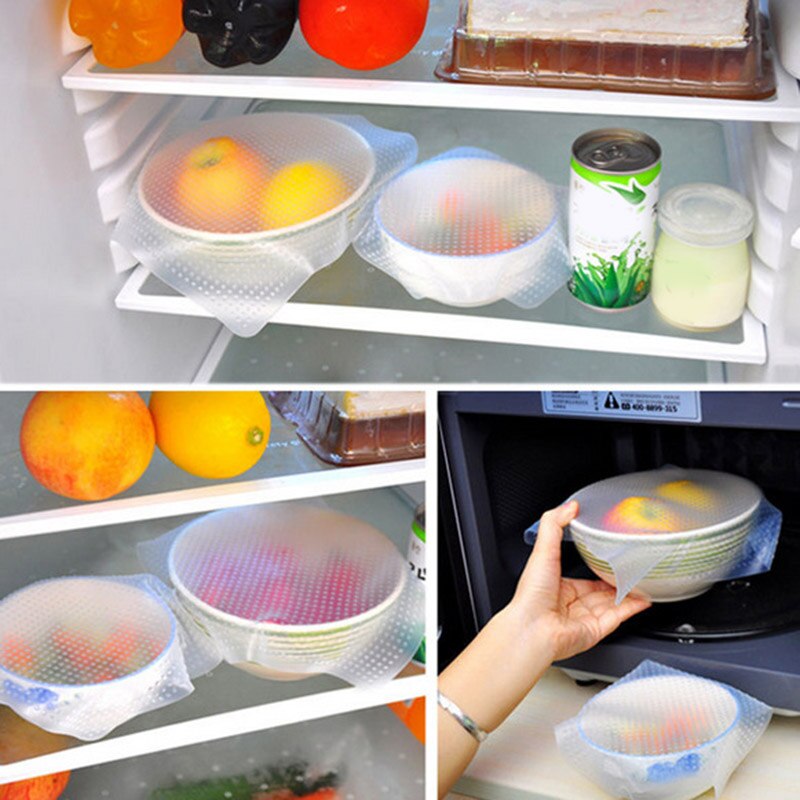 Stretch en Verse 4pcs Silicone Eten Wrap multifunctionele Bowls Cover Keuken Accessoires kan CSV
