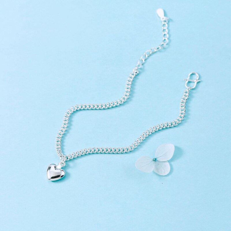 Kofsac Mode 925 Sterling Zilveren Enkelbanden Voor Vrouwen Party Zomer Strand Enkels Ketting Meisje Prachtige Liefde Hart Voet Sieraden