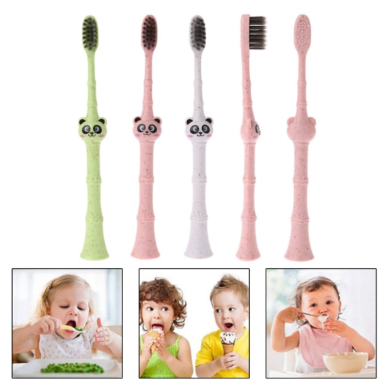 Mooie Baby Tandenborstel Bamboevezel Cartoon Panda Peuter Kinderen Dental Mondverzorging Kids Tandenborstel Bamboevezel Stijl