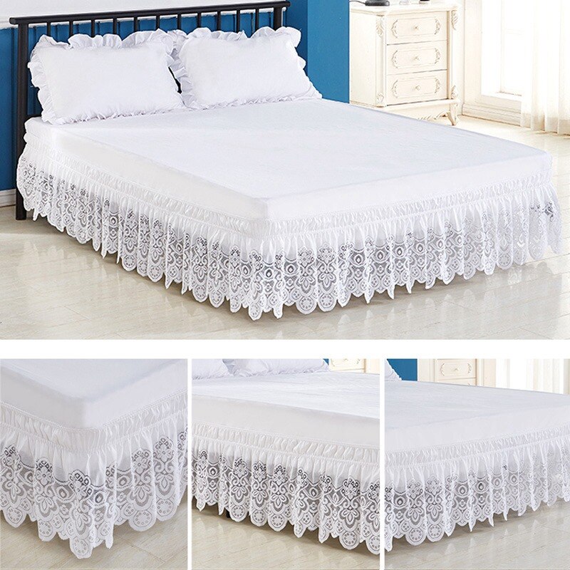 Jupe De Lit Enveloppante – Hauteur 40 Cm – Avec Ceintures élastiques – Blanc – Polyester Doux