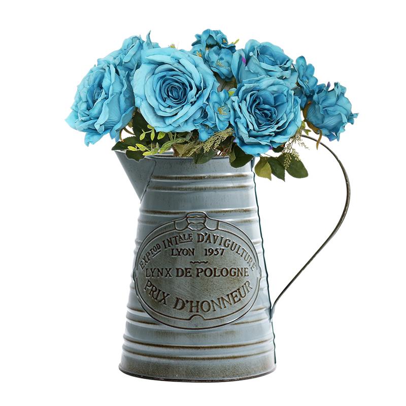 Vintage landlig stil jernhåndtag blomst hjem have lurvet badekar vase kurv potte sukkulent planter spand planter indretning urtepotte: B