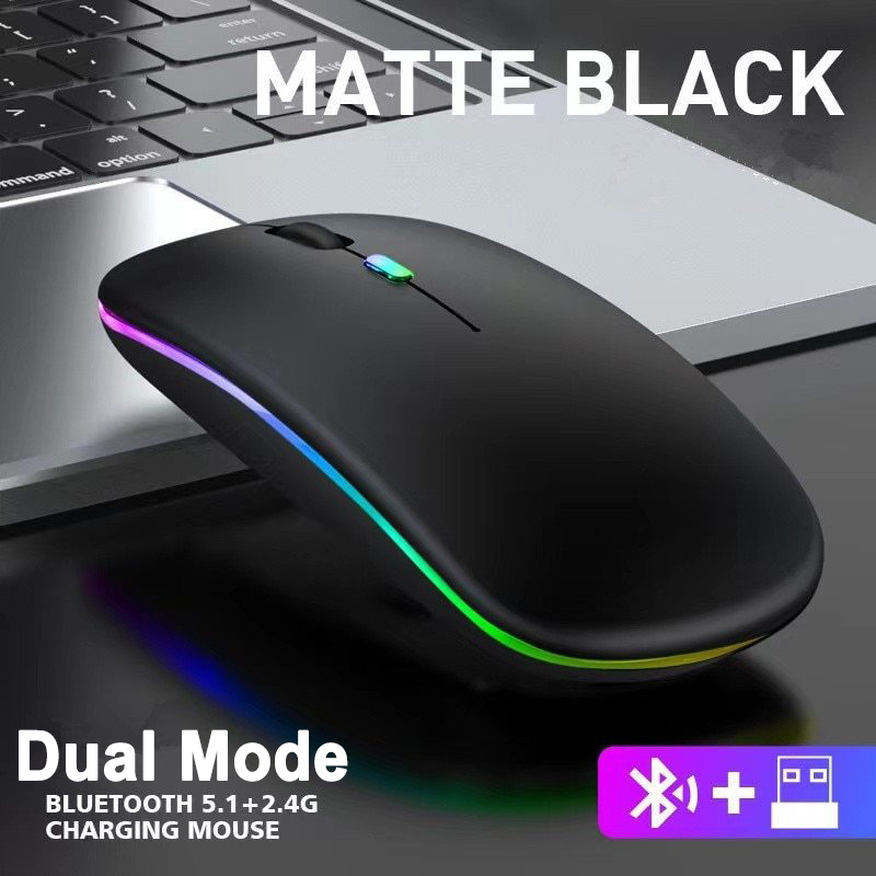 2,4G Drahtlose Maus USB Aufladbare Bluetooth-kompatibel RGB Maus Stille Ergonomische Maus Mit Hintergrundbeleuchtung Für Laptop PC ipad: green