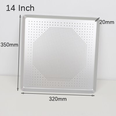 Stainless Steel Bakeware Pan Grill Baking Tray Pie Pizza Cake Baking Tray Cooking Rack Grill Baking Pan Kitchen Tool BBQ Tray: 14inch