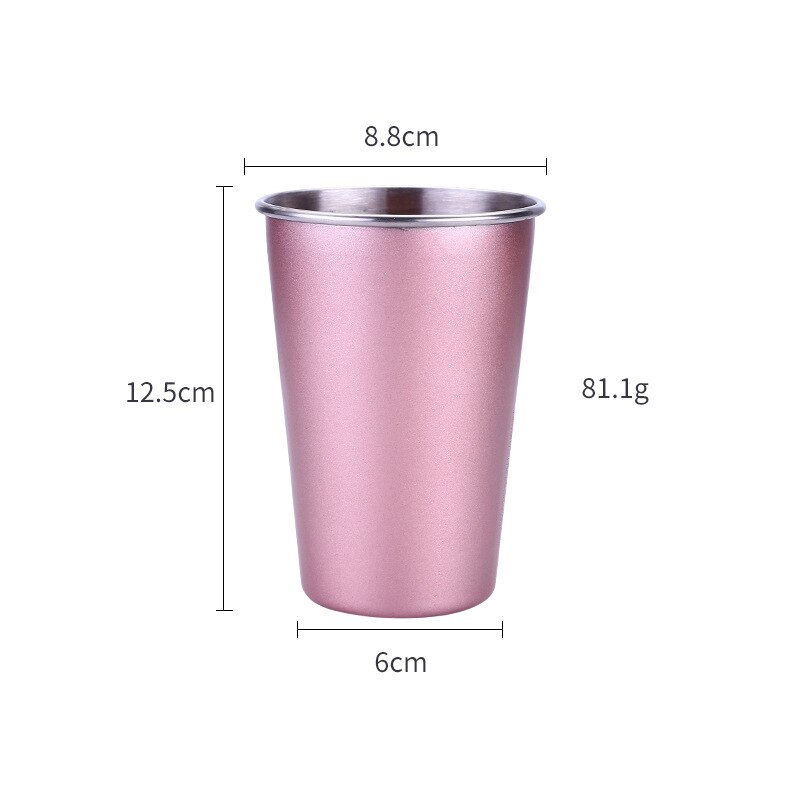 Rostfritt stål kaffe muggar utomhus camping fest resemugg dricka juice te öl koppar: Rosa