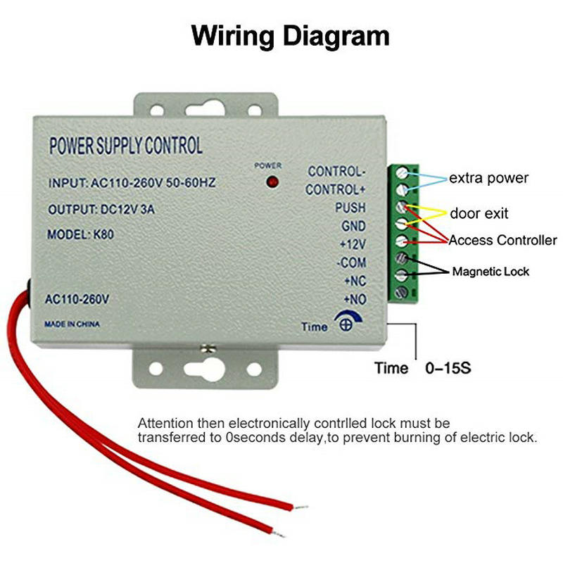 Smart Home Access Control Power Supply K80 Power Switch DC 12V 3A AC 110~260V for All Types Access Control System