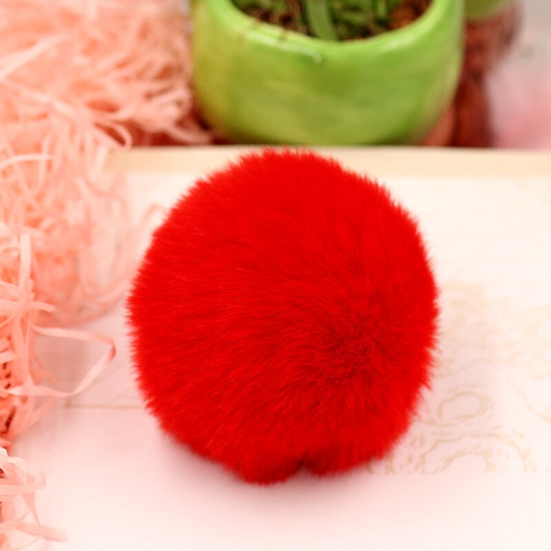 6cm Rex Rabbitt Haarbal Mooie Pluizige Stof Pompom Vrouwen Tas Sleutelhanger Hoofdband Speelgoed DIY Accessoire Sieraden Grote Zachte harige Pompons: Red