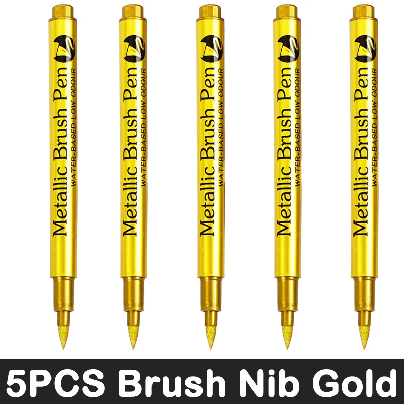 3/6 stuks metallic penseelmarkers in goud- en zilverkleur, permanente markers voor manga-knutselwerkjes en schoolbenodigdheden.: Gemengde kleur