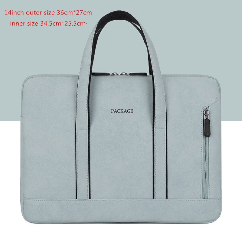 Portable Shockproof Laptop Briefcases PU Liner Bag Men's Women's Tote Cell Phone Document Storage Office Travel Business Pouch: Light blue M