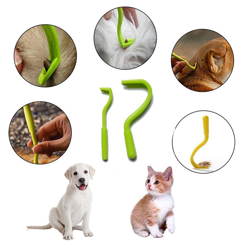 1Set Pet Flea Remover Tool Plastic Scratching Hook Remover Pet Cat Dog Grooming Supplies Tick Removal Tool Tweezers Comb