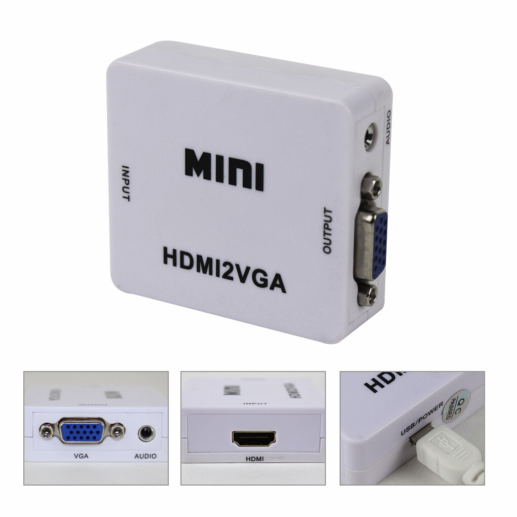 Portable HD 1080P MINI HDMI to VGA Converter With Audio VGA2HDMI Video Box Adapter For Computer HDTV Projector For Xbox DVD PS3