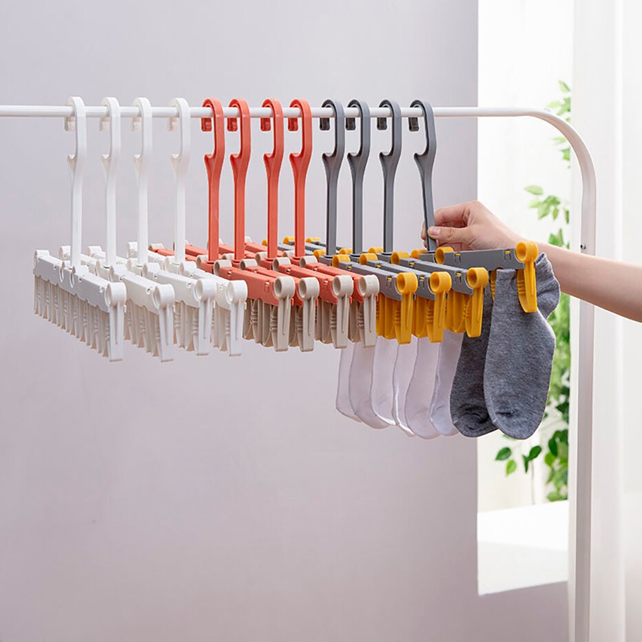 Foldable Clothes Drying Rack Laundry Hanging Rack Indoor Outdoor Clothes Socks Underwear Hanger with Clips